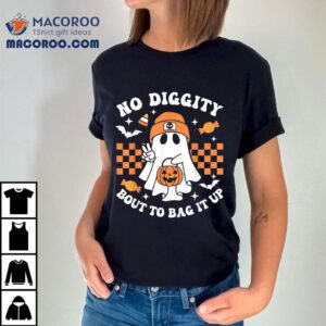 Halloween Ghost No Diggity Bout To Bag It Up Kids Toddler Shirt