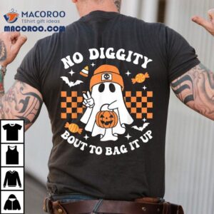 Halloween Ghost No Diggity Bout To Bag It Up Kids Toddler Shirt