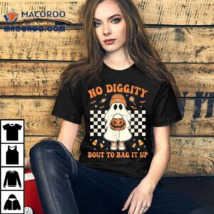 Halloween Ghost No Diggity Bout To Bag It Up Kids Shirt
