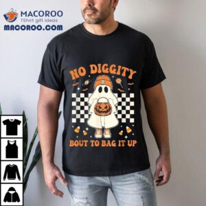 Halloween Ghost No Diggity Bout To Bag It Up Kids Shirt