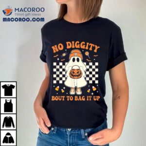 Halloween Ghost No Diggity Bout To Bag It Up Kids Tshirt
