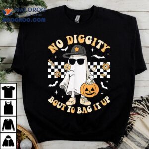 Halloween Ghost No Diggity Bout To Bag It Up Toddler Kids Shirt