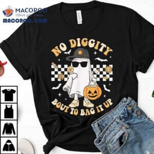 Halloween Ghost No Diggity Bout To Bag It Up Toddler Kids Tshirt