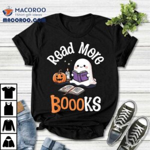 Halloween Ghost Reading Read More Books Librarian Teacher Tshirt