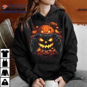 Halloween Shirt Jack O Lantern Pumpkin Face Gamer Gaming