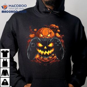Halloween Jack O Lantern Pumpkin Face Gamer Gaming Tshirt