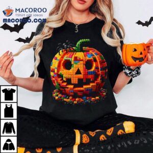 Halloween Master Builder Pumpkin Kids Building Blocks Bricks Tshirt