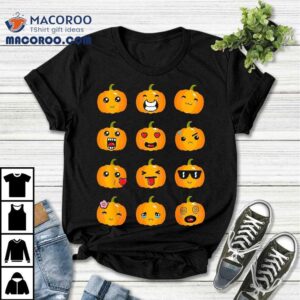 Halloween Pumpkins Emotions Boys Girls Kids Cute Tshirt