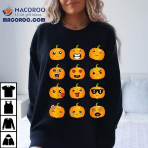 Halloween Pumpkins Emotions Boys Girls Kids Cute Tshirt