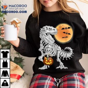 Halloween Skeleton Dinosaur Scary Pumpkin Moon Tshirt