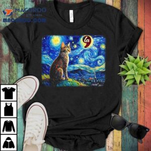 Halloween Starry Night Black Cat Comma La Kamala Harris Walz Shirt