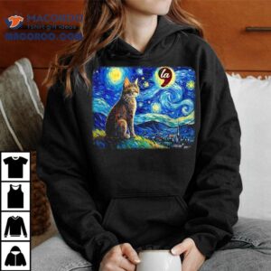 Halloween Starry Night Black Cat Comma La Kamala Harris Walz Tshirt