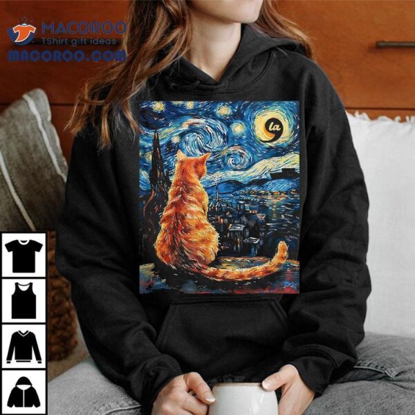 Halloween Starry Night Cat Comma La Kamala Harris Shirt