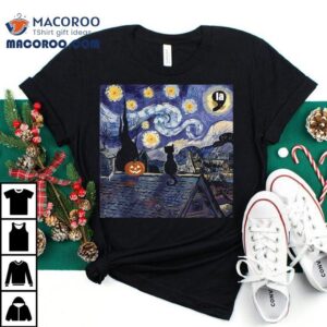 Halloween Starry Night Comma La Black Cat Kamala Harris Moon Tshirt