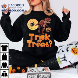 Halloween T Rex Dinosaur Trick Or Treat Pumpkin Funny Shirt