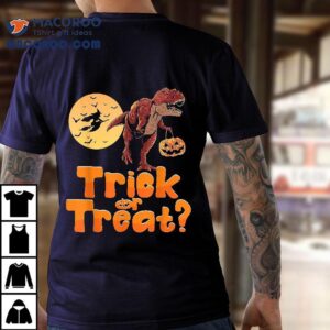 Halloween T Rex Dinosaur Trick Or Treat Pumpkin Funny Shirt