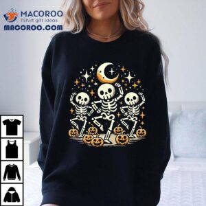 Happy Dancing Skeleton Halloween Pumpkin S Fall Gif Tshirt