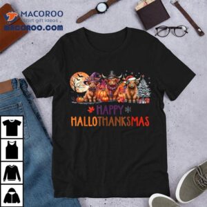 Highland Cow Halloween Christmas Thanksgiving Hallothanksmas Tshirt