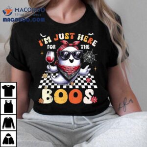 I’m Just Here For The Boos Ghost Retro Groovy Halloween Shirt