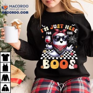 I’m Just Here For The Boos Ghost Retro Groovy Halloween Shirt
