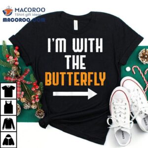 I M With The Butterfly Costume Funny Halloween Couple Tshirt