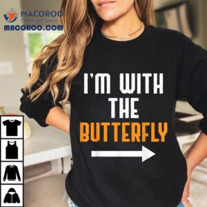 I M With The Butterfly Costume Funny Halloween Couple Tshirt