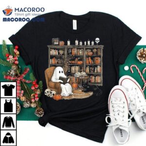 In Library Ghost Reading Books Halloween, Librarian Shirt