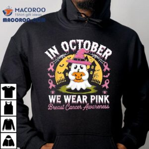 In October We Wear Pink Breast Cancer Awareness Halloween Tshirt