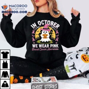 In October We Wear Pink Breast Cancer Awareness Halloween Tshirt