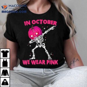 In October We Wear Pink Breast Cancer Pumpkin Halloween Boys Shirt