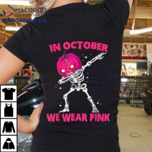 In October We Wear Pink Breast Cancer Pumpkin Halloween Boys Tshirt