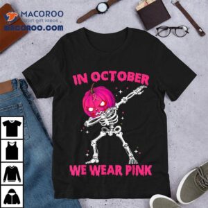 In October We Wear Pink Breast Cancer Pumpkin Halloween Boys Tshirt
