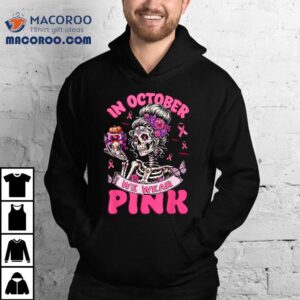 In October We Wear Pink Ghost Witch Breast Cancer Awareness Shirt