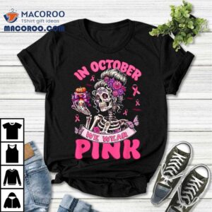 In October We Wear Pink Ghost Witch Breast Cancer Awareness Shirt