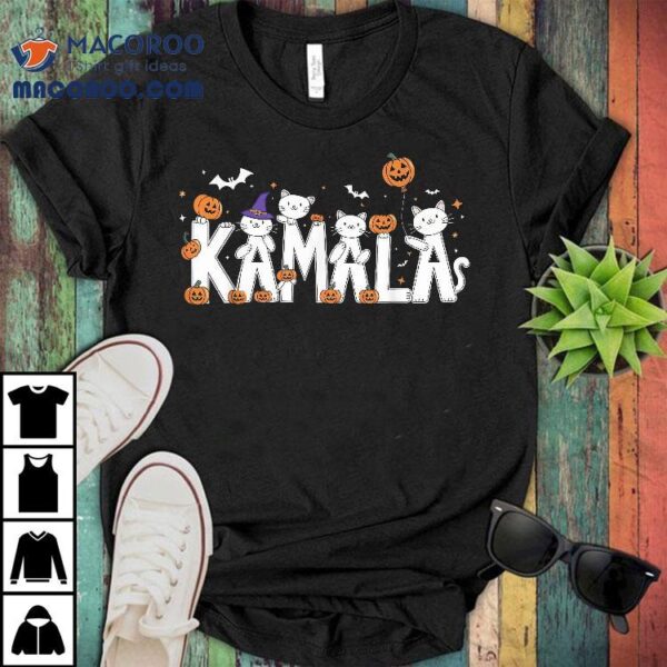 Kamala Halloween Cat Haris Pumpkin Witch Hat Lady Shirt