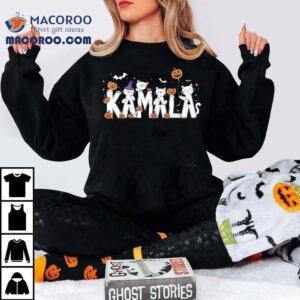 Kamala Halloween Cat Haris Pumpkin Witch Hat Lady Tshirt