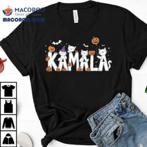 Kamala Halloween Cat Haris Pumpkin Witch Hat Lady Tshirt