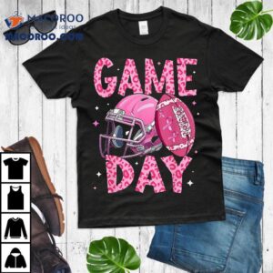 Leopard Game Day Pink American Football Tackle Breast Cancer Shirt