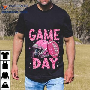 Leopard Game Day Pink American Football Tackle Breast Cancer Shirt