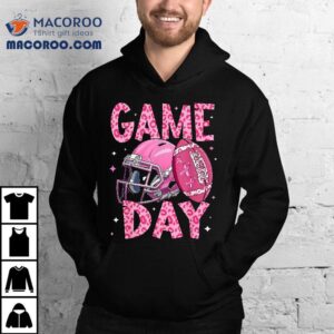Leopard Game Day Pink American Football Tackle Breast Cancer Tshirt