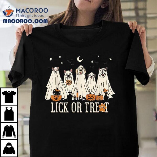 Lick Or Treat Funny Ghost Dog Cute Halloween Lover Shirt