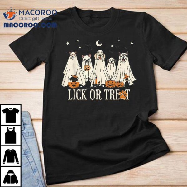 Lick Or Treat Funny Ghost Dog Cute Halloween Lover Shirt