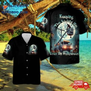 Lineman Bucket Truck Halloween Hawaiian Shirt