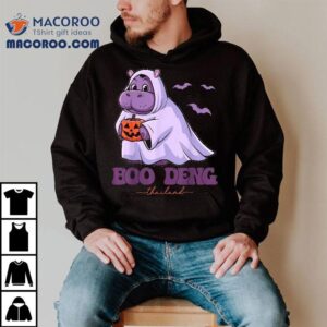 Moo Deng Cute Baby Pygmy Hippo Bouncy Pig In Thai Halloween Shirt