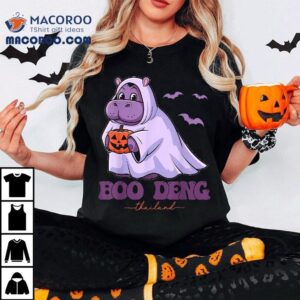 Moo Deng Cute Baby Pygmy Hippo Bouncy Pig In Thai Halloween Shirt