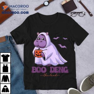 Moo Deng Cute Baby Pygmy Hippo Bouncy Pig In Thai Halloween Tshirt