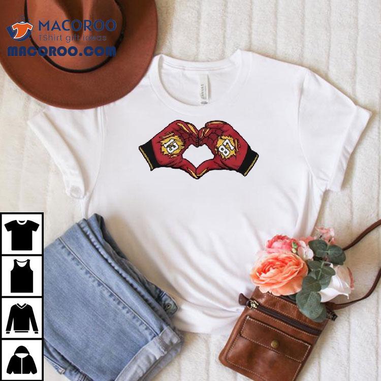 Nazeeh Johnson And Travis Kelce Heart Kansas City Chiefs Shirt Nazeeh Johnson And Travis Kelce Heart Kansas City Chiefs Shirt