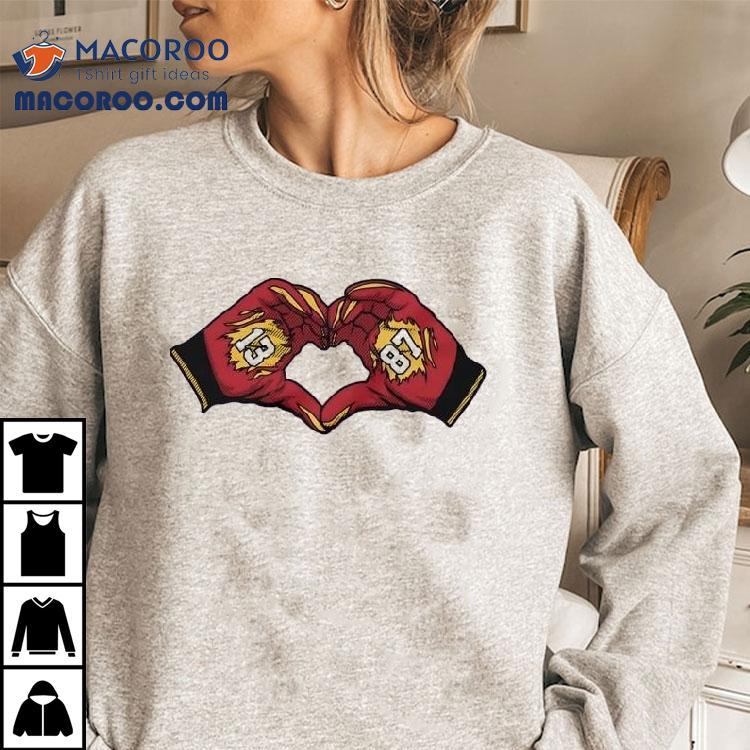 Nazeeh Johnson And Travis Kelce Heart Kansas City Chiefs Shirt Nazeeh Johnson And Travis Kelce Heart Kansas City Chiefs Shirt