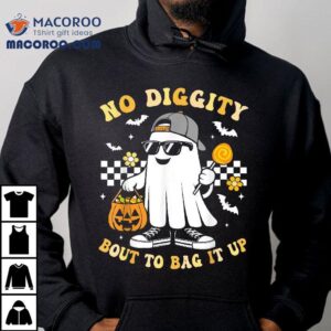 No Diggity Bout To Bag It Up Boys Kids Retro Ghost Halloween Shirt