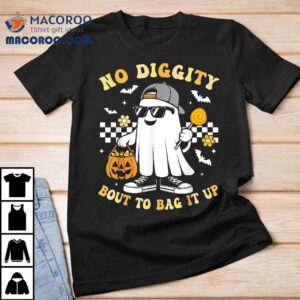 No Diggity Bout To Bag It Up Boys Kids Retro Ghost Halloween Tshirt